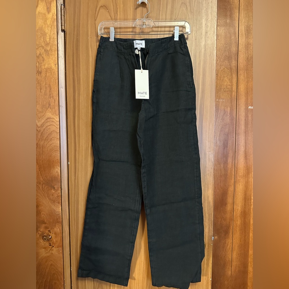 Mate the Label Linen Tailored Pant, Jet Black, XS, NWT